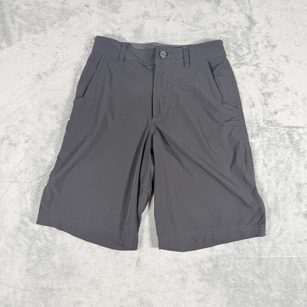 Lululemon Mens 30 Grey Micro Check Technical Golf Shorts Flat Front Breathable
